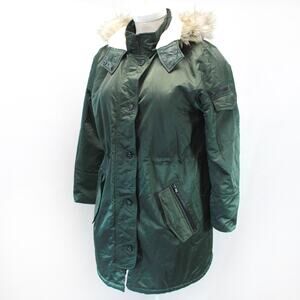 Banana Republic Green Parka Jacket Sherpa Lined Hooded Utility Coat XL